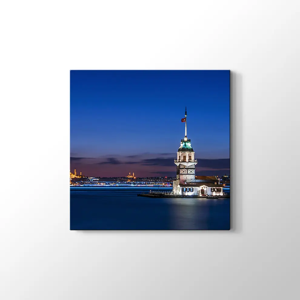 Kızkulesi Gece Manzarası Kanvas Tablo