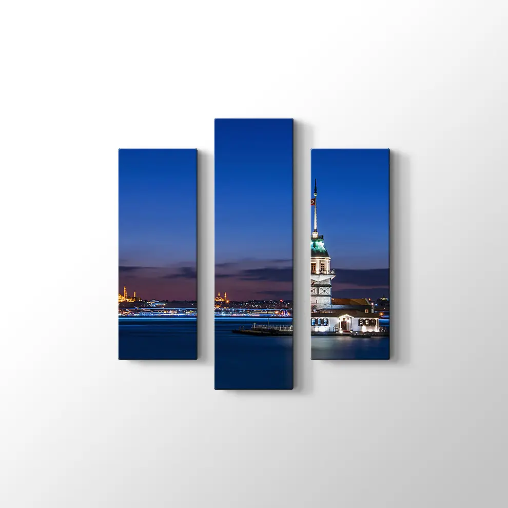 Kızkulesi Gece Manzarası Kanvas Tablo