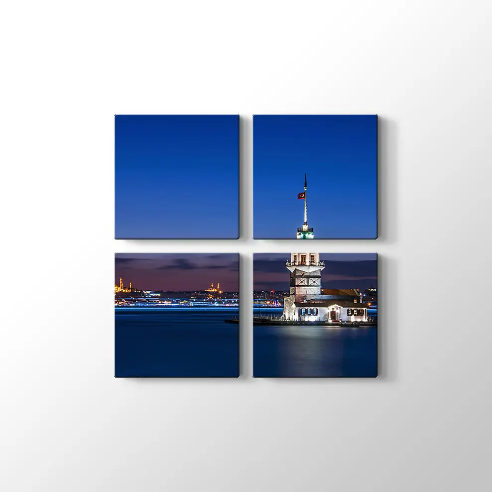 Kızkulesi Gece Manzarası Kanvas Tablo