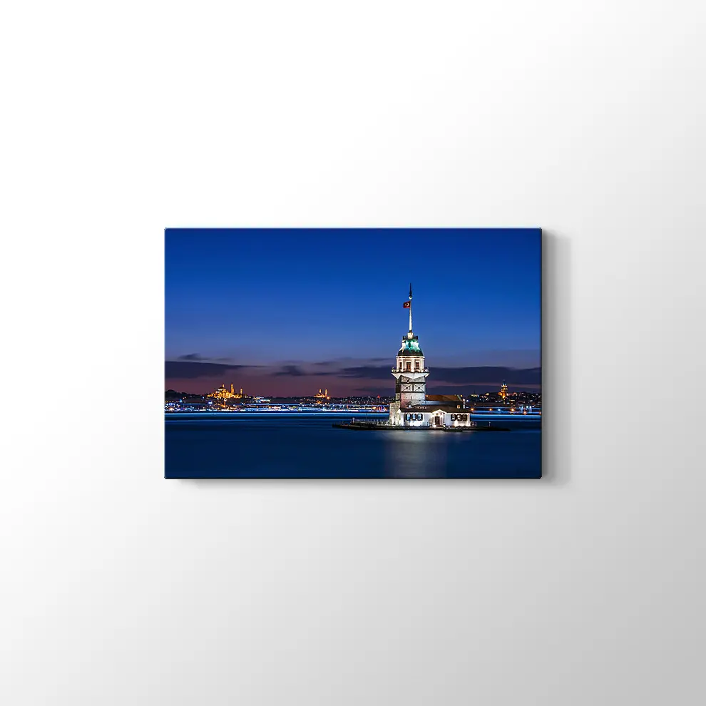 Kızkulesi Gece Manzarası Kanvas Tablo