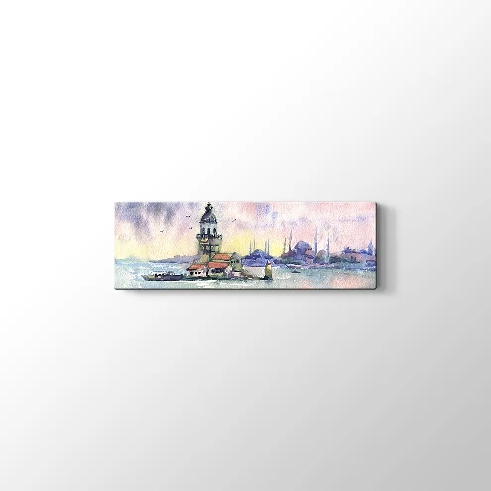 Kızkulesi Suluboya Kanvas Tablo