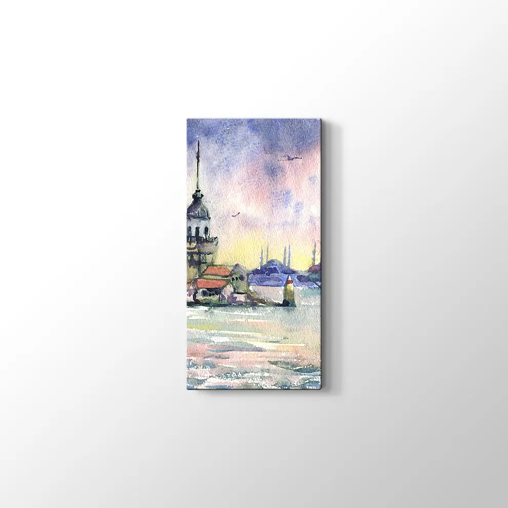 Kızkulesi Suluboya Kanvas Tablo