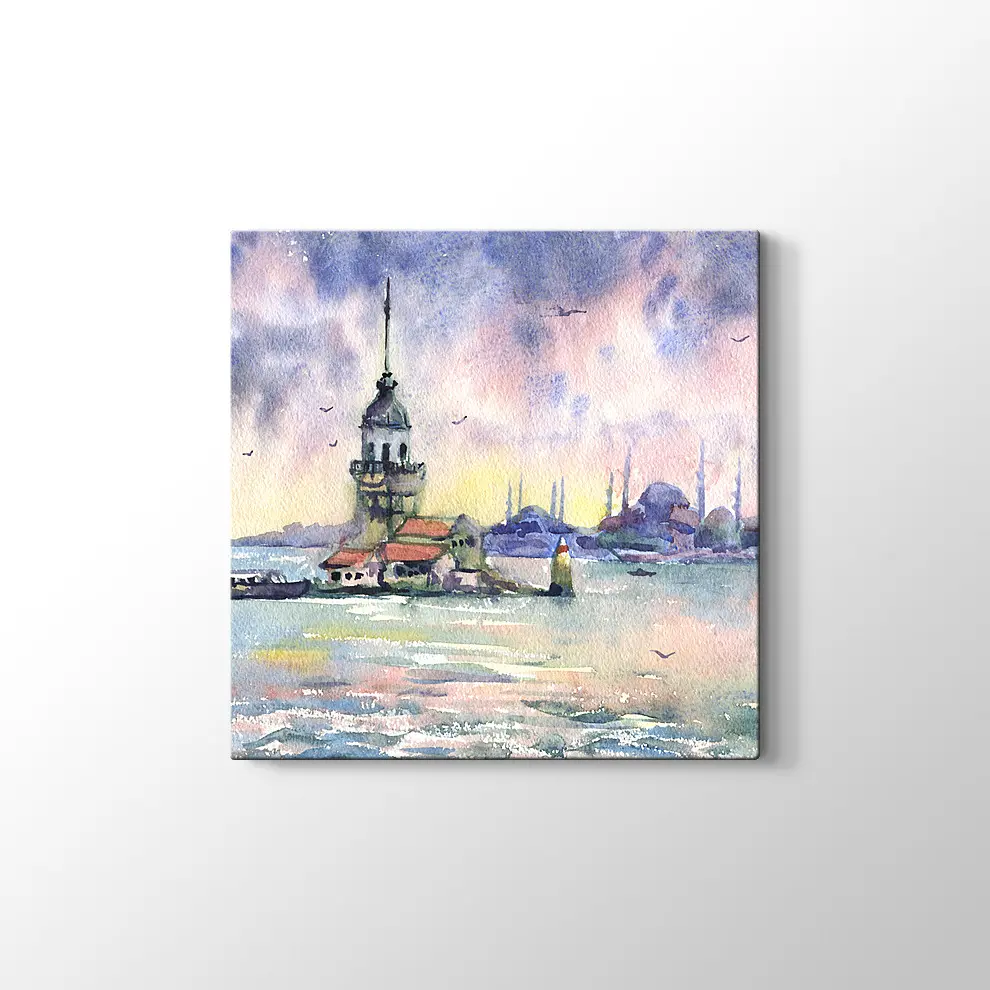 Kızkulesi Suluboya Kanvas Tablo