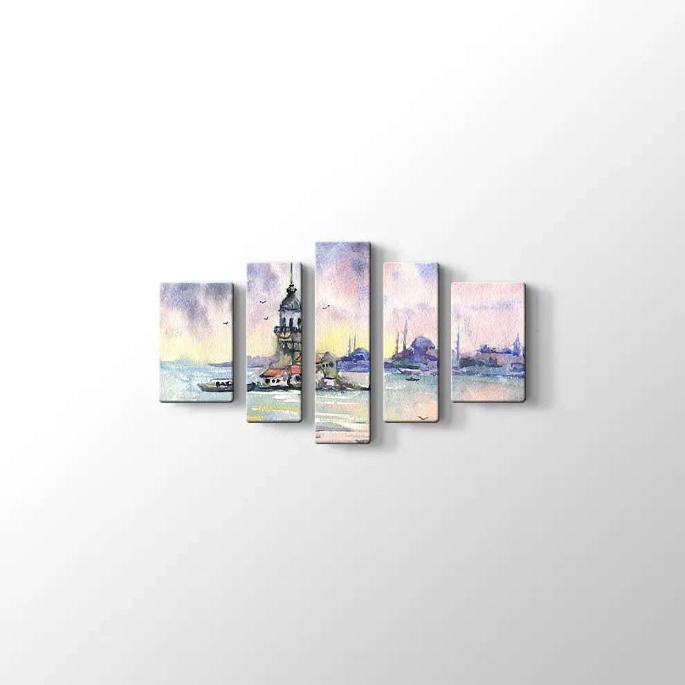 Kızkulesi Suluboya Kanvas Tablo