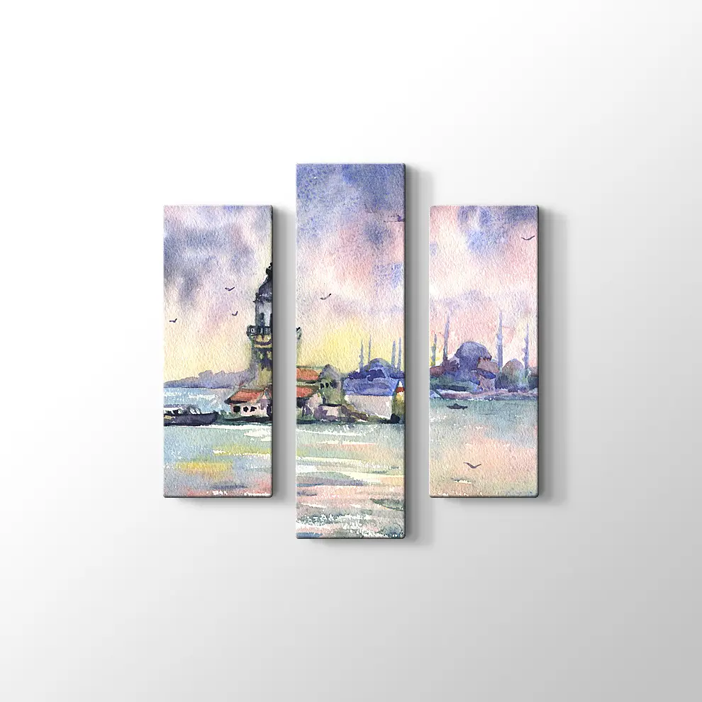 Kızkulesi Suluboya Kanvas Tablo