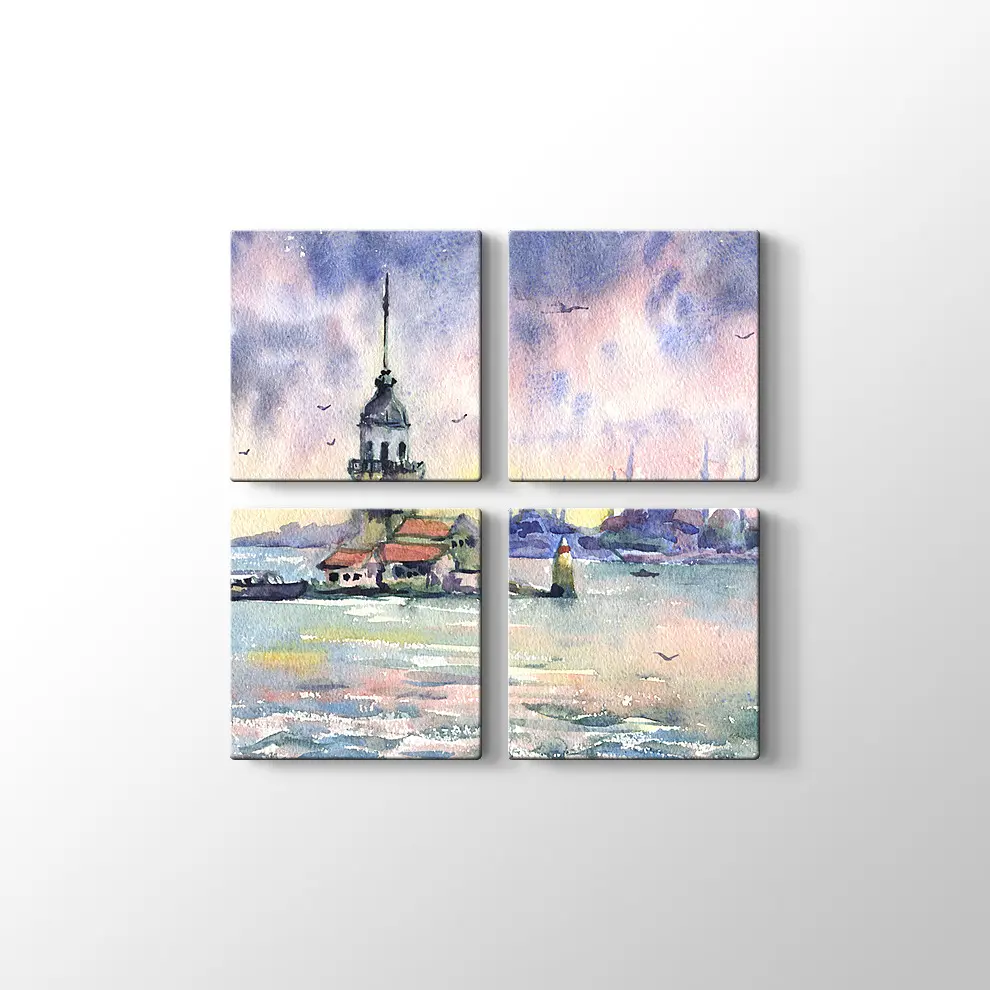 Kızkulesi Suluboya Kanvas Tablo