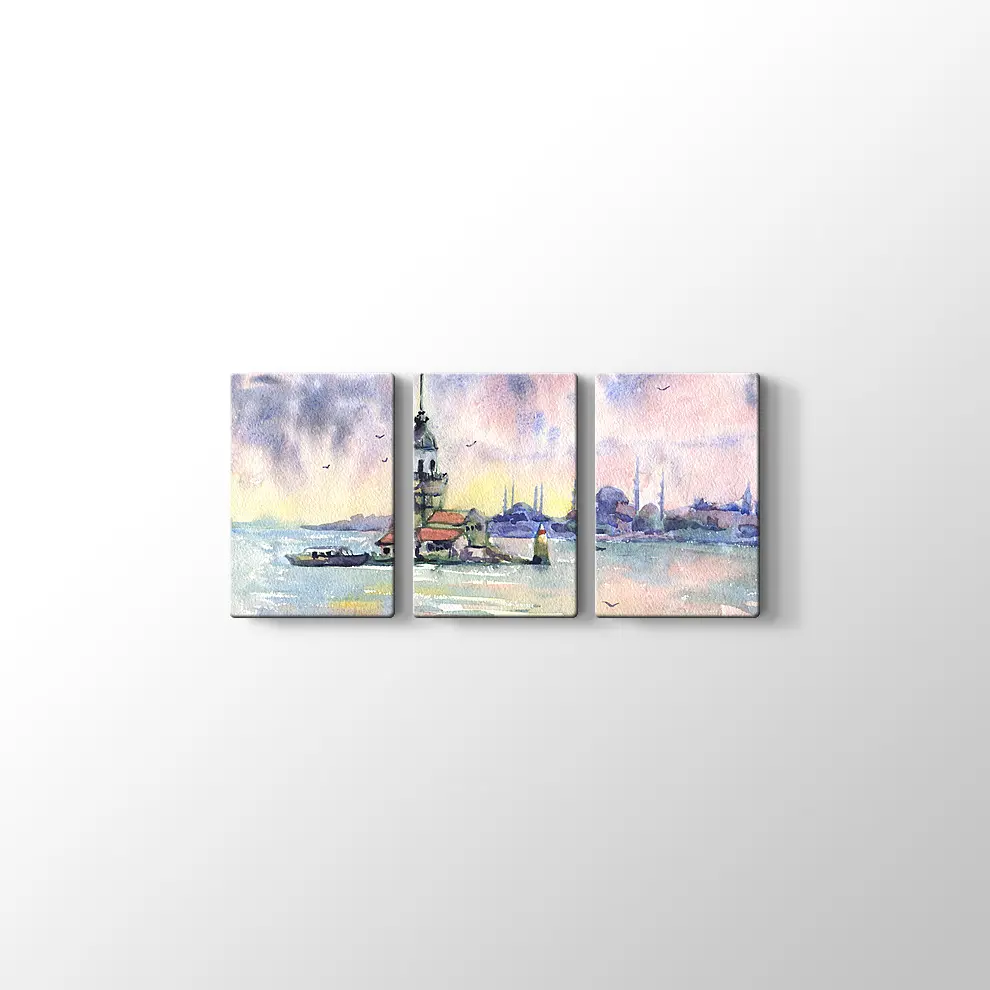 Kızkulesi Suluboya Kanvas Tablo