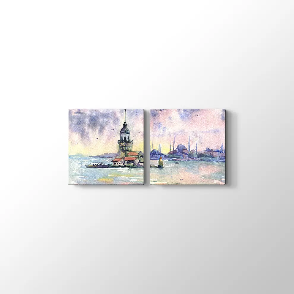 Kızkulesi Suluboya Kanvas Tablo