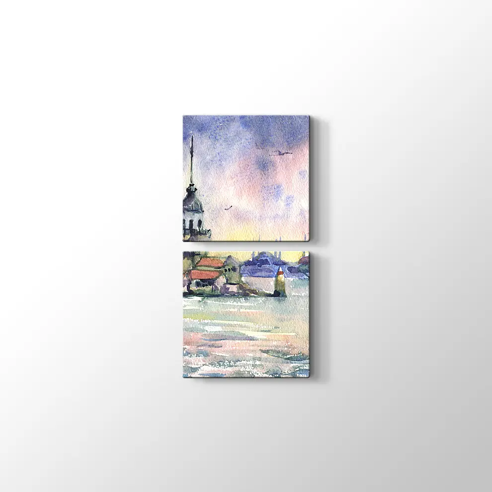 Kızkulesi Suluboya Kanvas Tablo