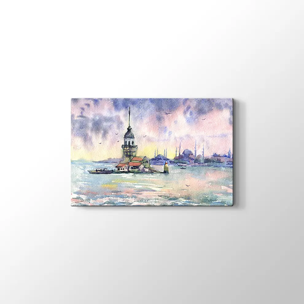 Kızkulesi Suluboya Kanvas Tablo