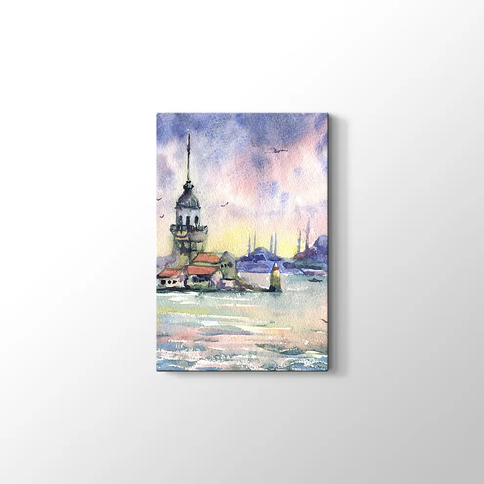 Kızkulesi Suluboya Kanvas Tablo