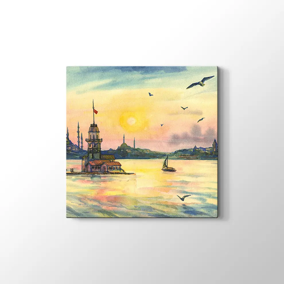 Suluboya Kızkulesi Kanvas Tablo