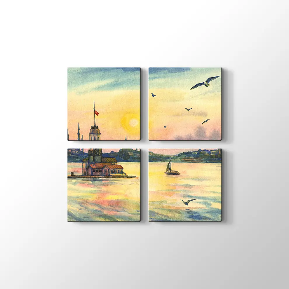 Suluboya Kızkulesi Kanvas Tablo