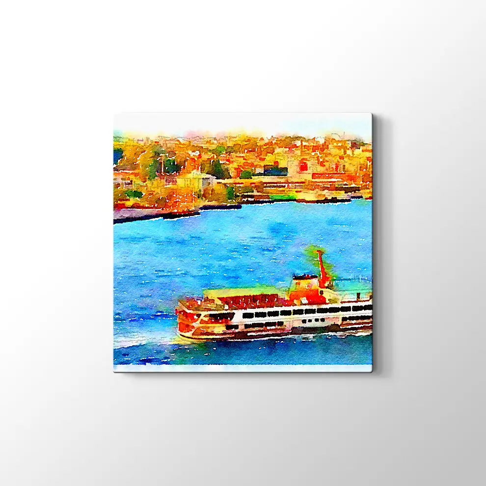 Suluboya İstanbul Boğaz Kanvas Tablo