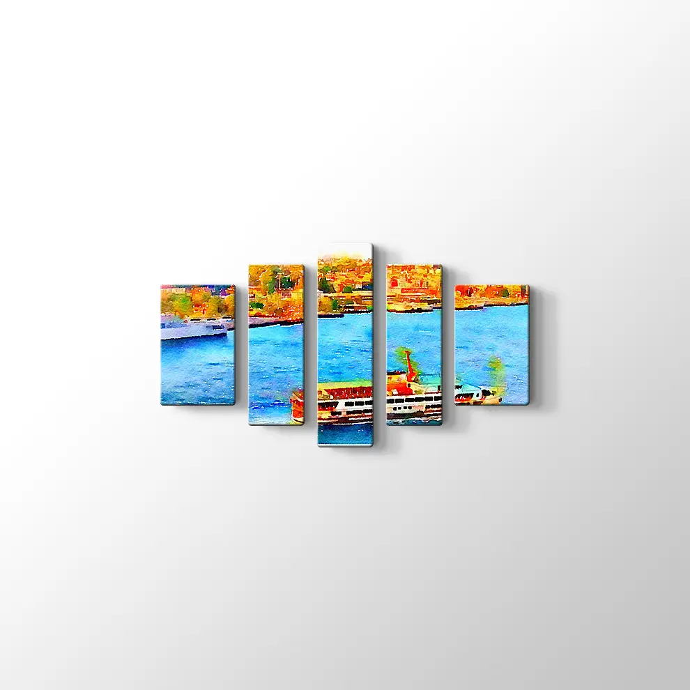 Suluboya İstanbul Boğaz Kanvas Tablo