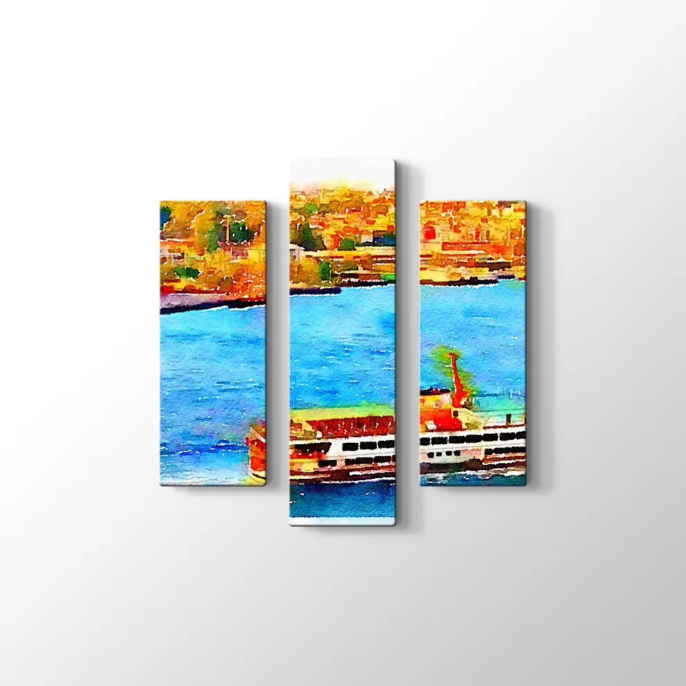 Suluboya İstanbul Boğaz Kanvas Tablo