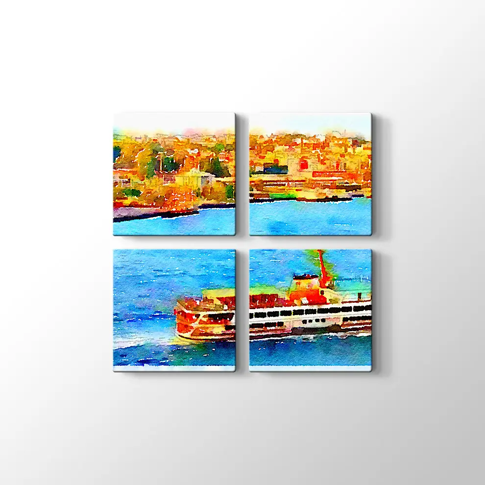 Suluboya İstanbul Boğaz Kanvas Tablo