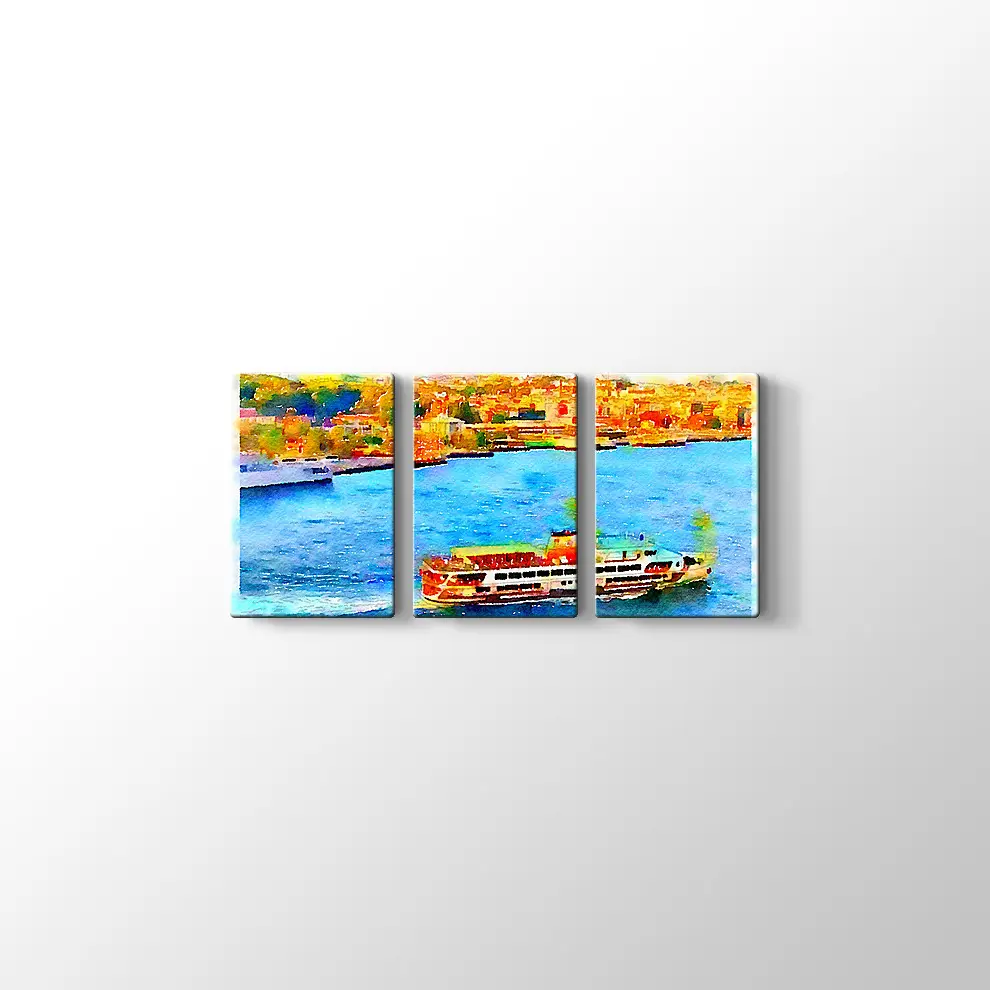 Suluboya İstanbul Boğaz Kanvas Tablo
