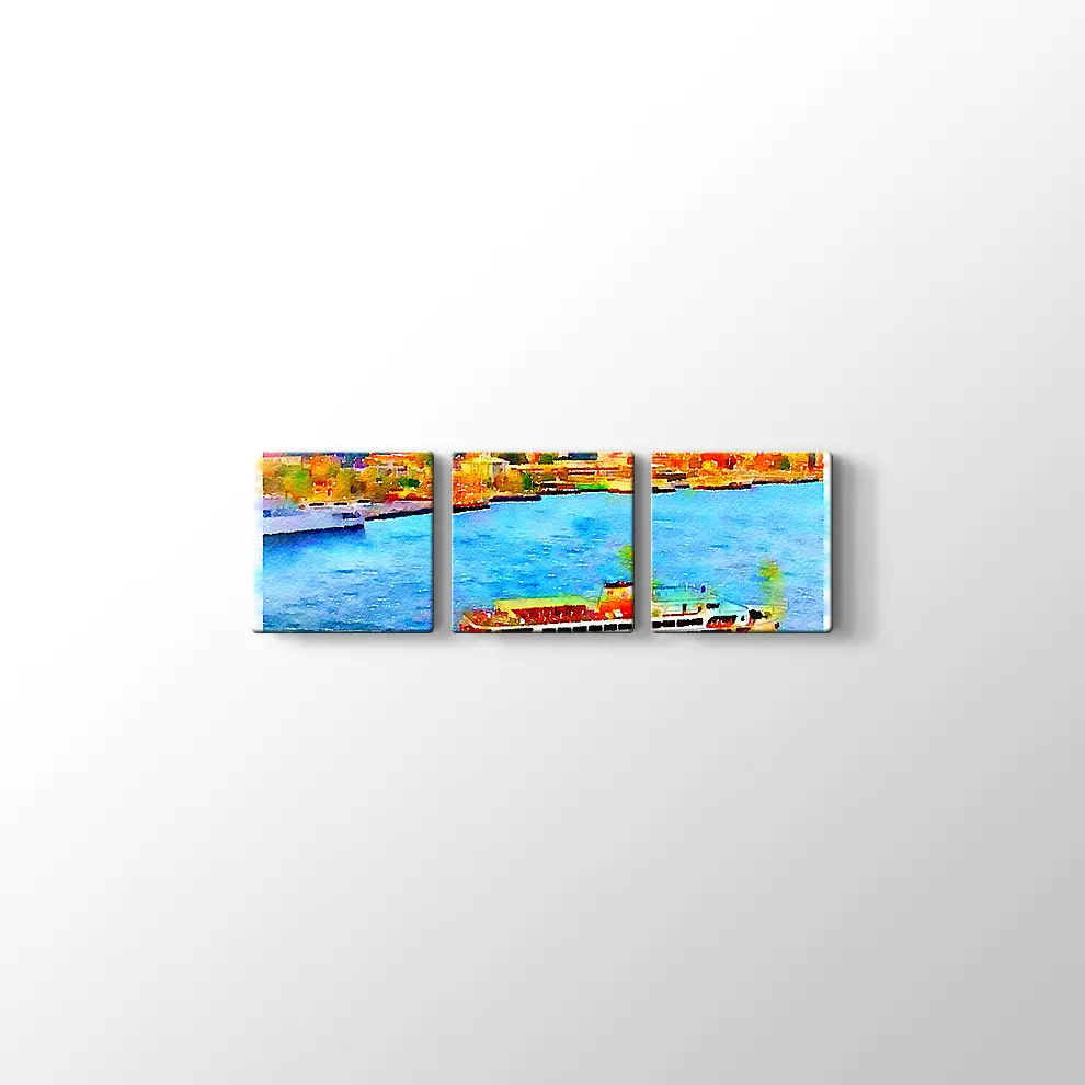 Suluboya İstanbul Boğaz Kanvas Tablo