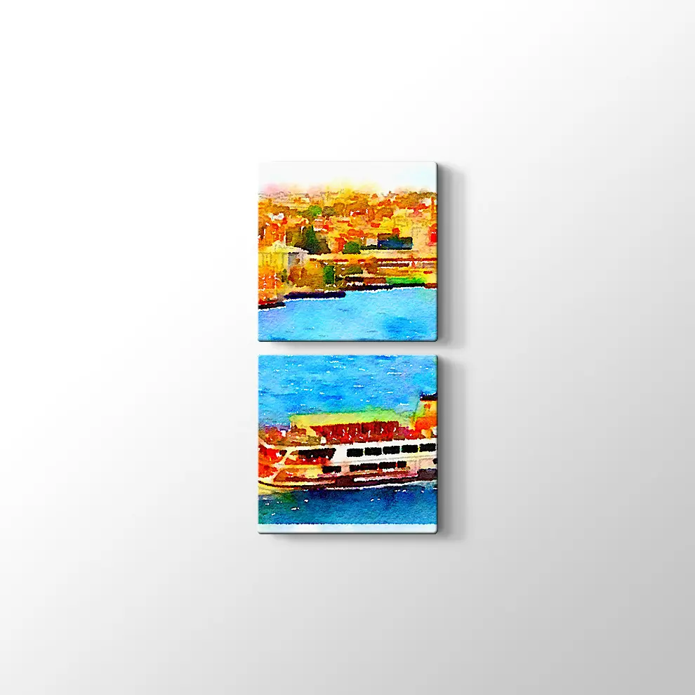 Suluboya İstanbul Boğaz Kanvas Tablo