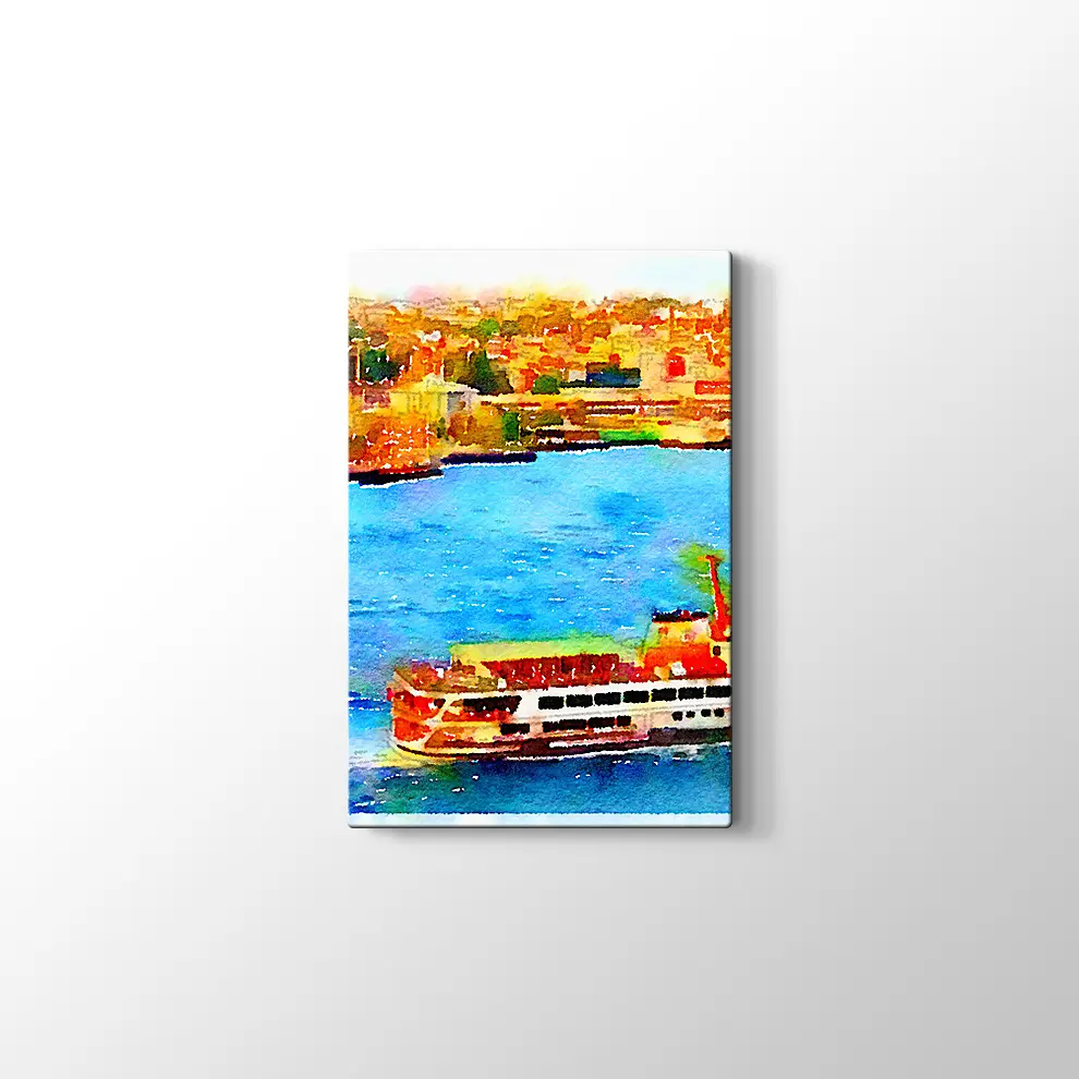 Suluboya İstanbul Boğaz Kanvas Tablo