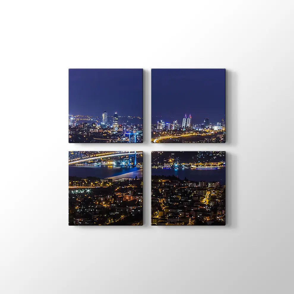 İstanbul Gece Manzarası Kanvas Tablo