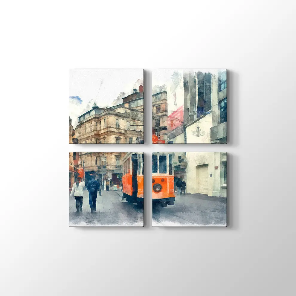 Suluboya Taksim Kanvas Tablo