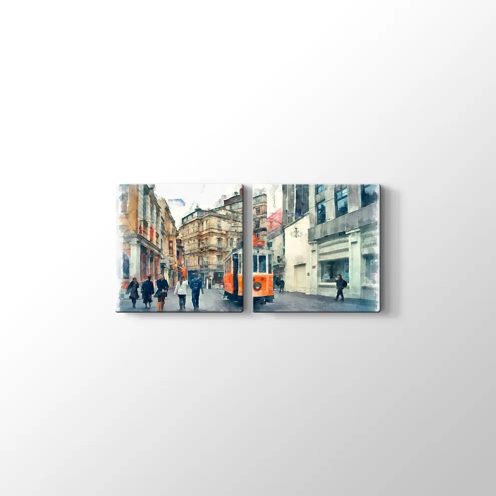 Suluboya Taksim Kanvas Tablo