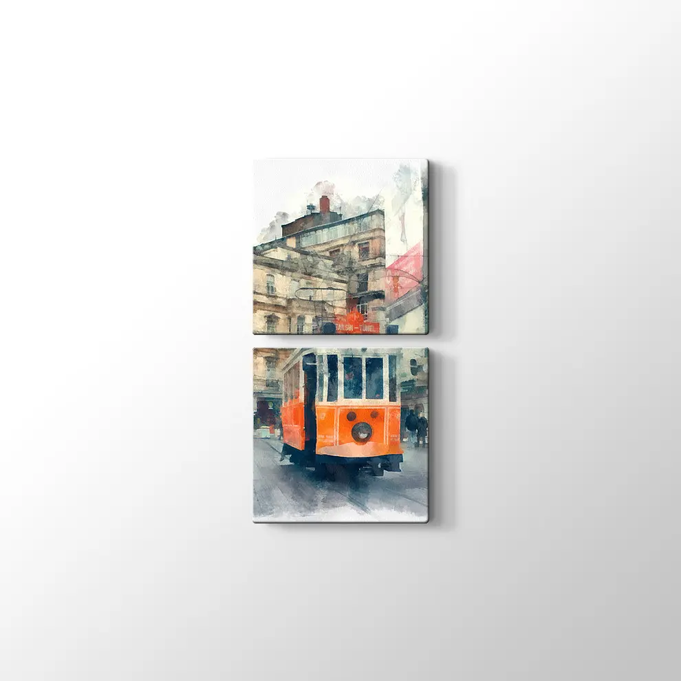 Suluboya Taksim Kanvas Tablo