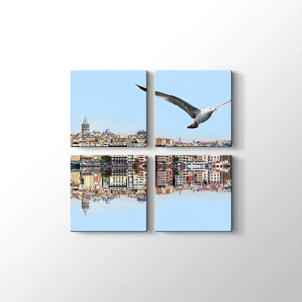 Galata Kulesine Karşı Haliç Kanvas Tablo