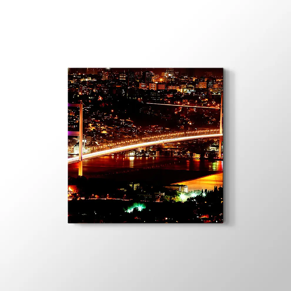 Boğaz Köprüsü Gece Manzarası Kanvas Tablo