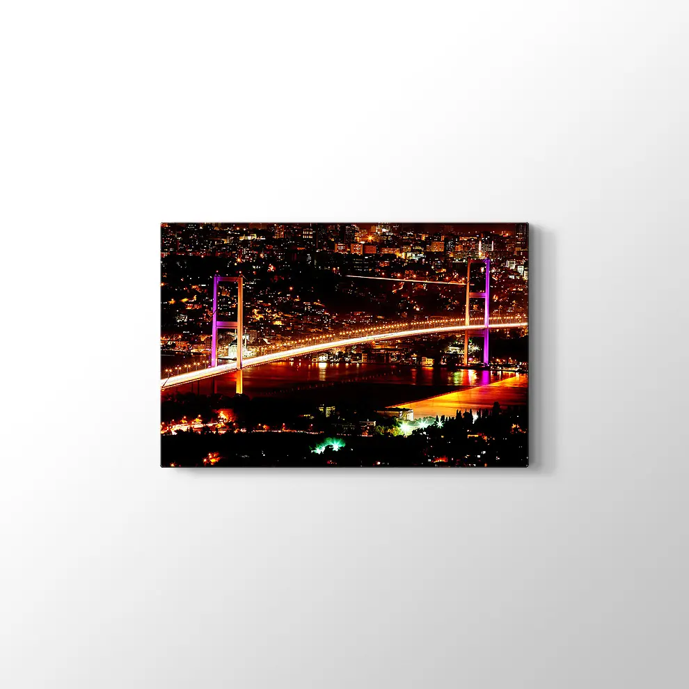 Boğaz Köprüsü Gece Manzarası Kanvas Tablo