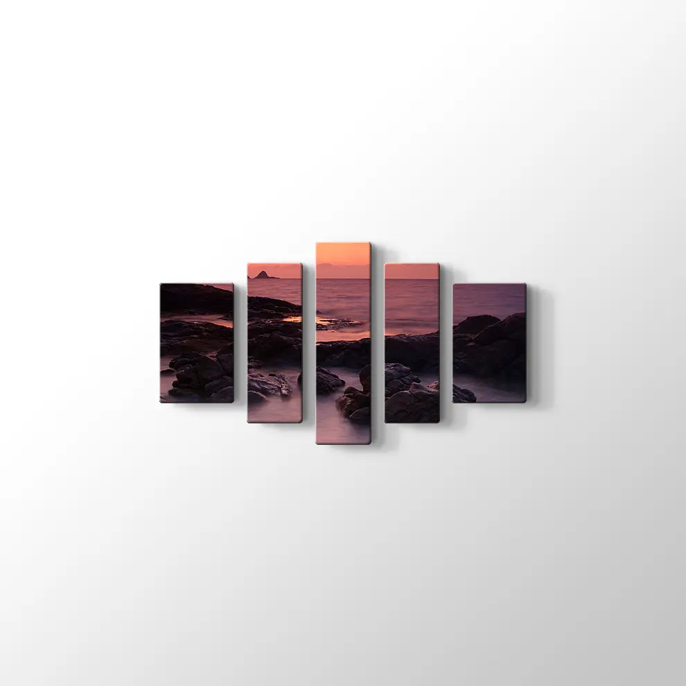 Kayalıklarda Gün Batımı Kanvas Tablo