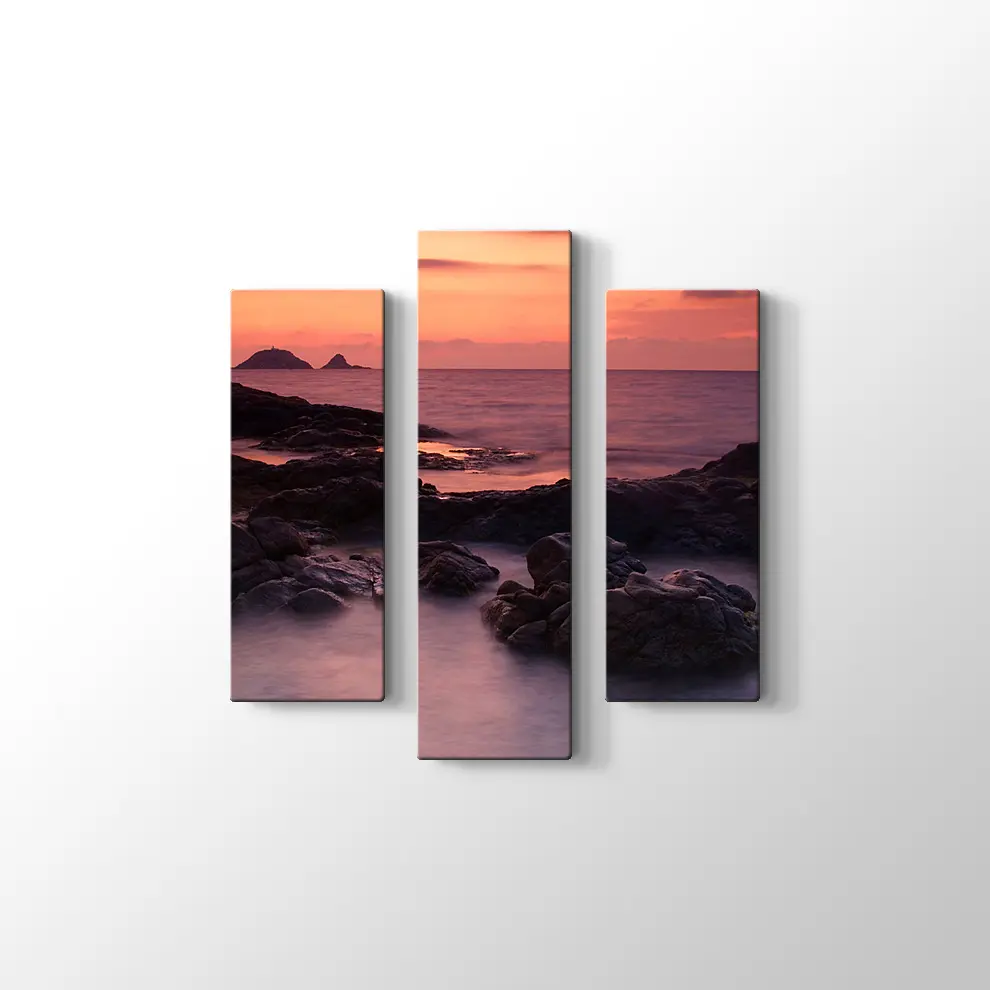 Kayalıklarda Gün Batımı Kanvas Tablo