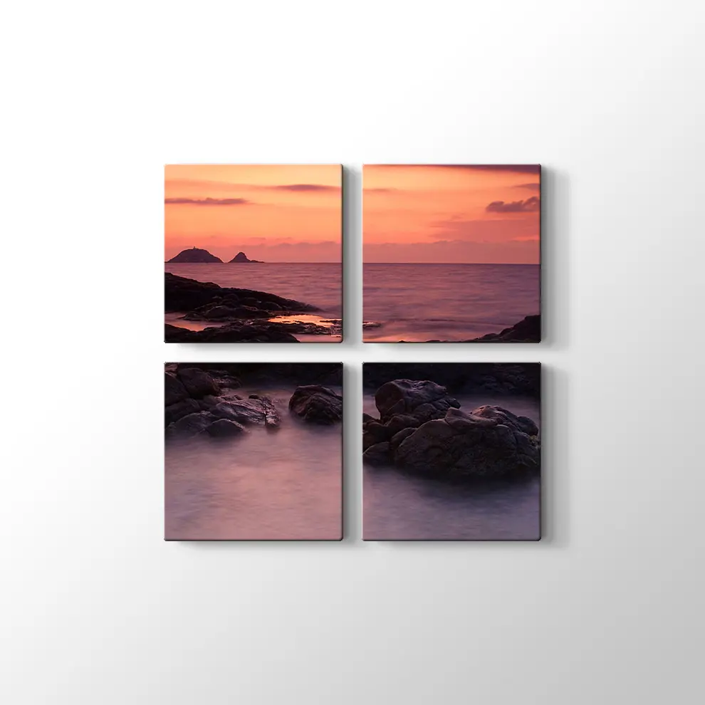 Kayalıklarda Gün Batımı Kanvas Tablo