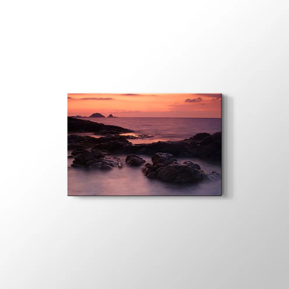 Kayalıklarda Gün Batımı Kanvas Tablo