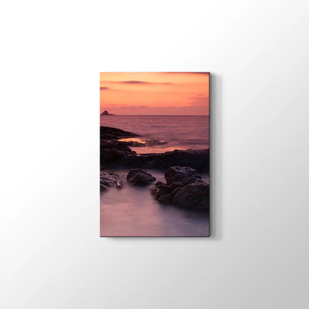 Kayalıklarda Gün Batımı Kanvas Tablo