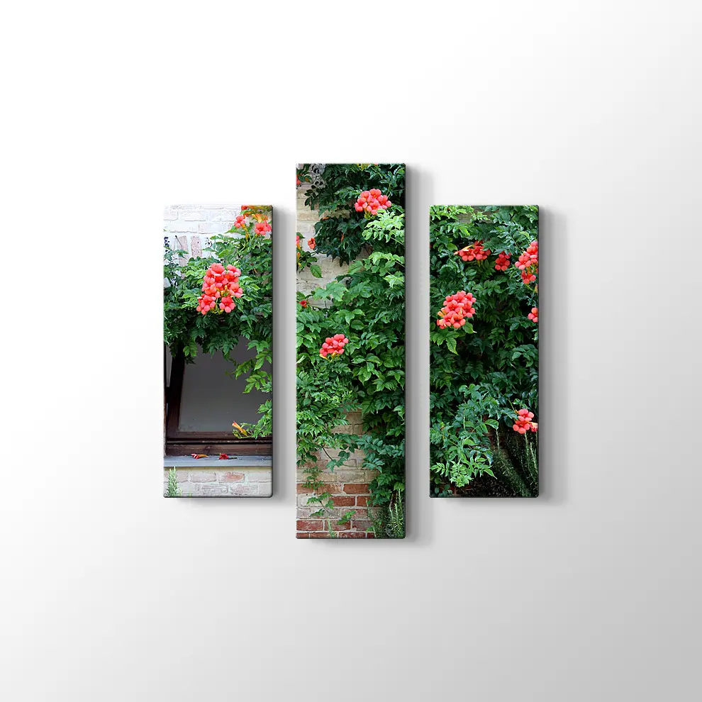 Pencerede Çiçekler Kanvas Tablo