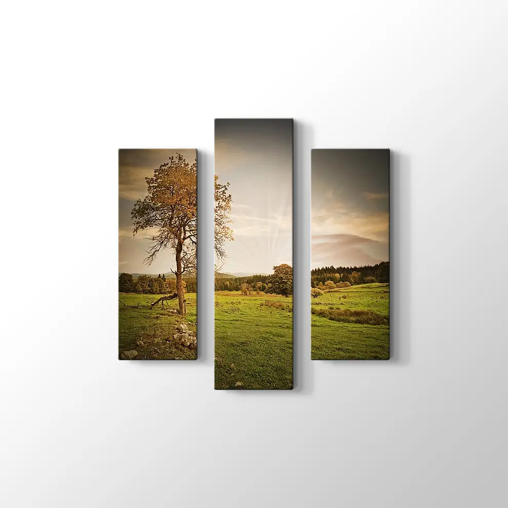 Günbatımı İle Sonbahar Kanvas Tablo