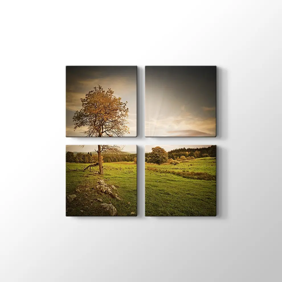 Günbatımı İle Sonbahar Kanvas Tablo