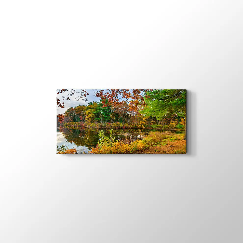 Orman Gölünde Sonbahar Kanvas Tablo