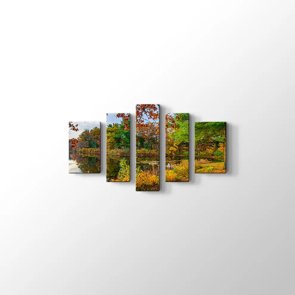 Orman Gölünde Sonbahar Kanvas Tablo