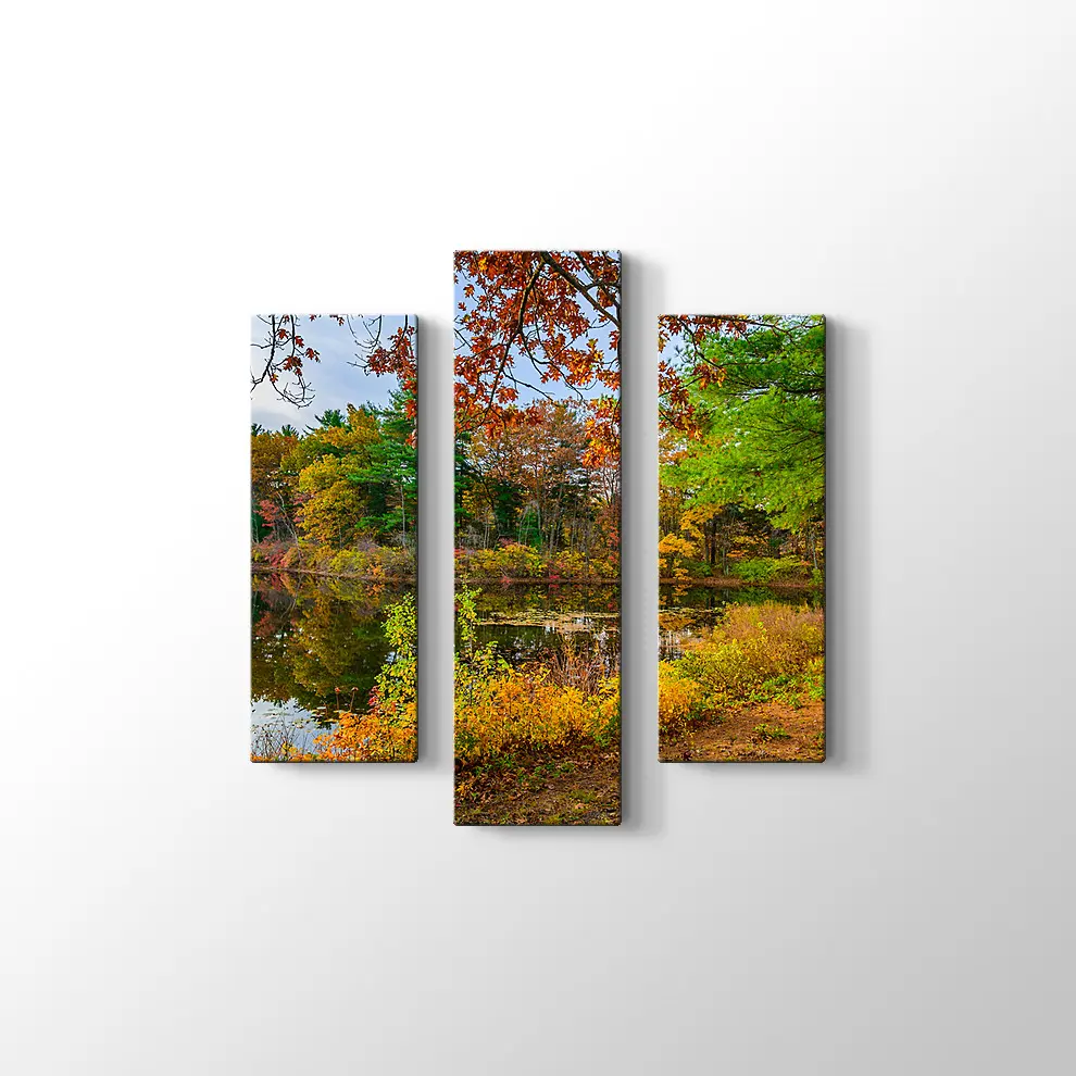 Orman Gölünde Sonbahar Kanvas Tablo