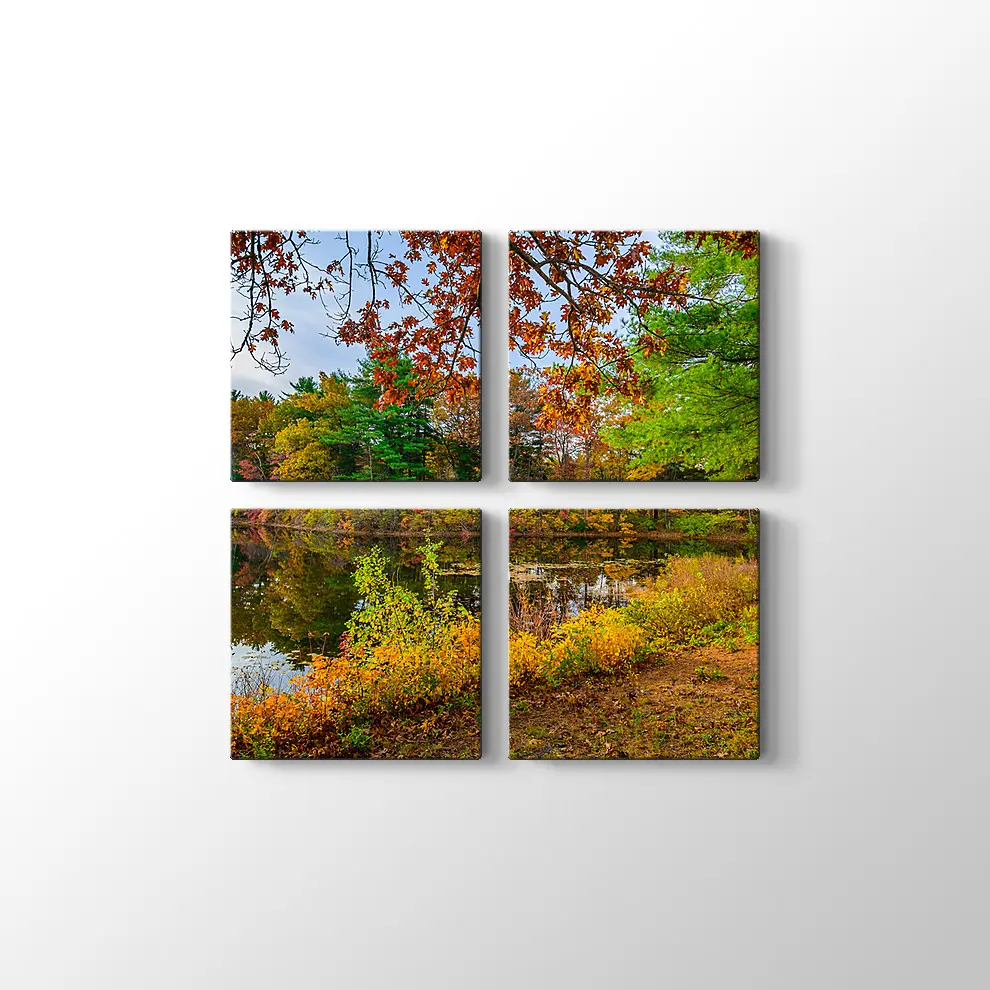 Orman Gölünde Sonbahar Kanvas Tablo