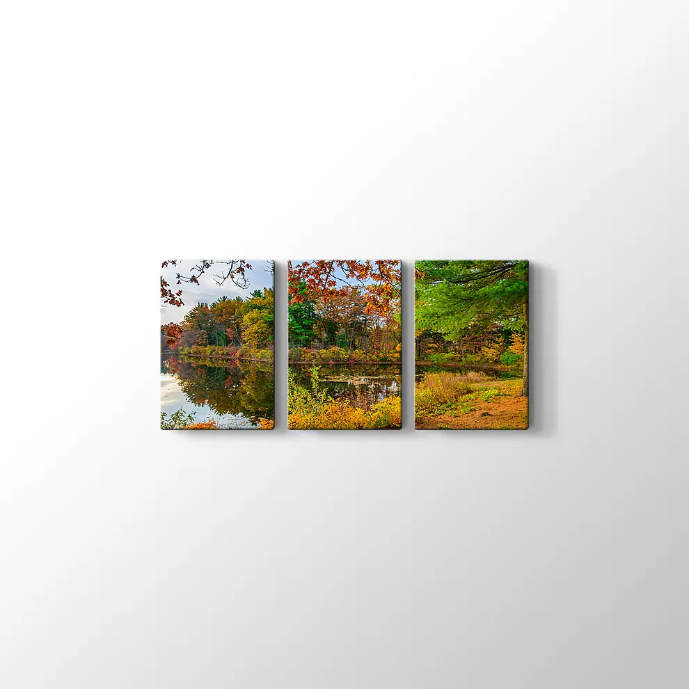 Orman Gölünde Sonbahar Kanvas Tablo