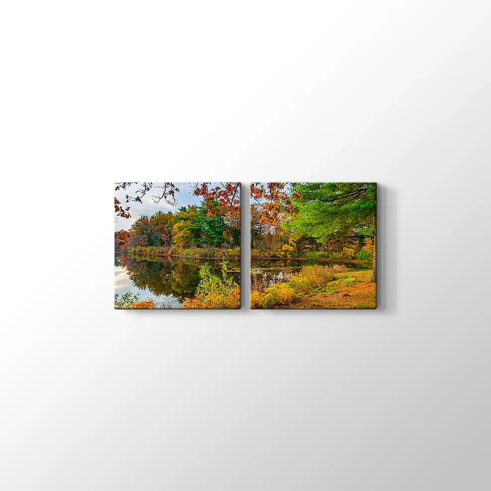 Orman Gölünde Sonbahar Kanvas Tablo