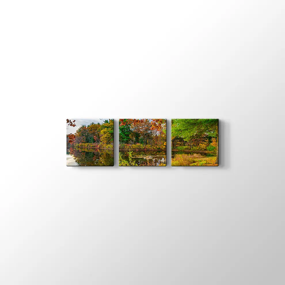 Orman Gölünde Sonbahar Kanvas Tablo