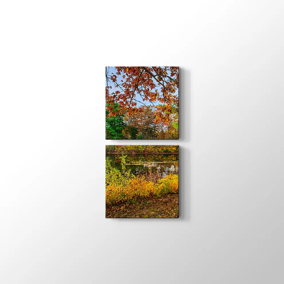 Orman Gölünde Sonbahar Kanvas Tablo