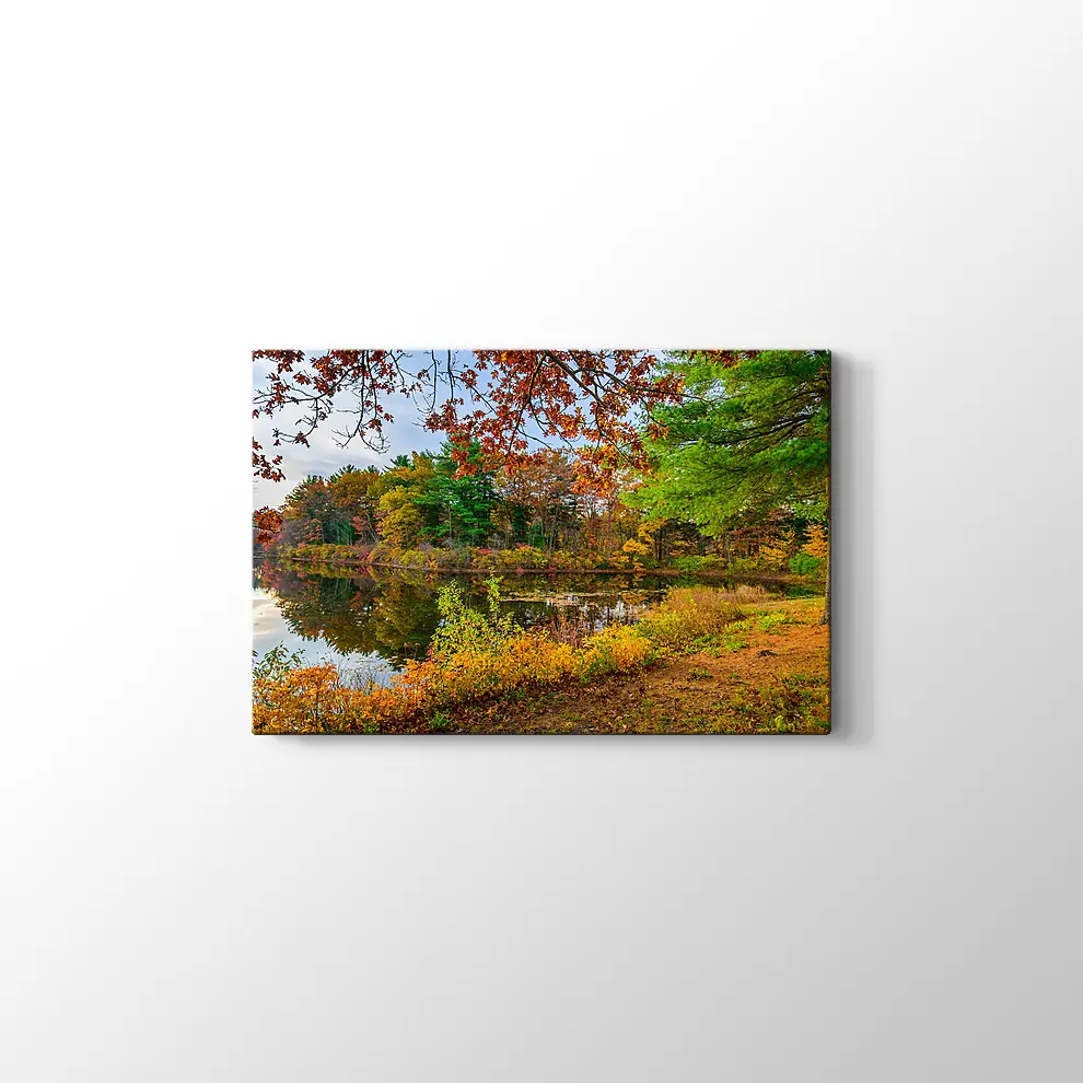 Orman Gölünde Sonbahar Kanvas Tablo