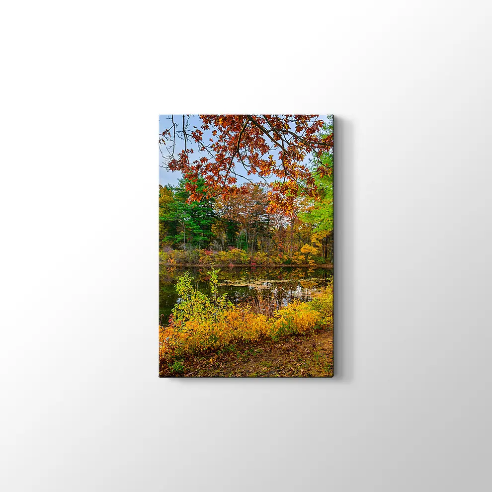 Orman Gölünde Sonbahar Kanvas Tablo